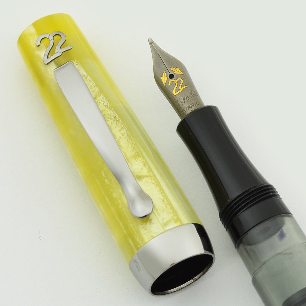 Stipula Ventidue 22 Fountain Pen - Greggio Yellow, Rhodium Trim